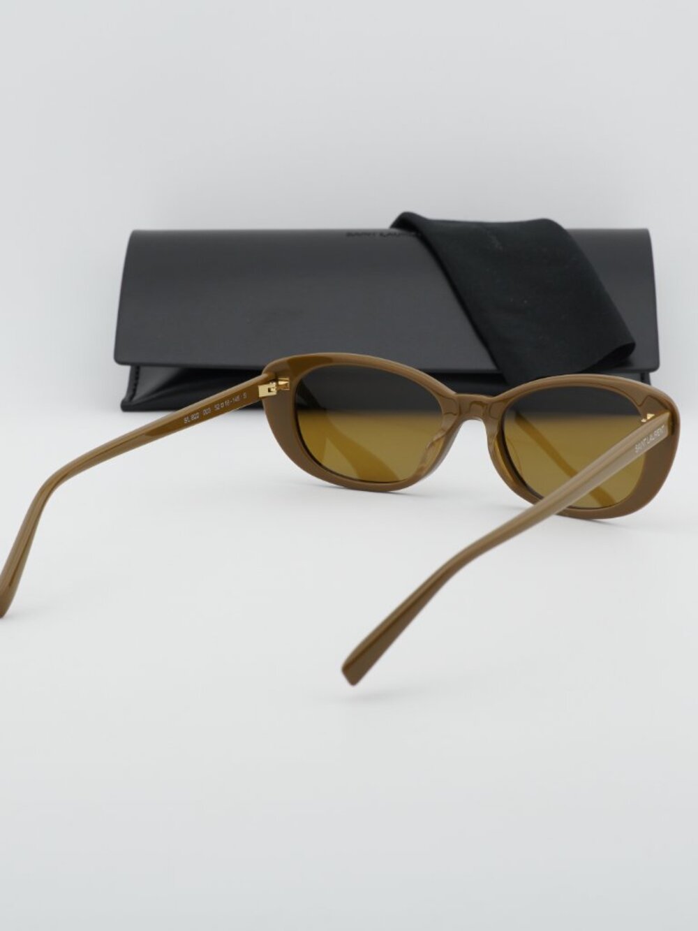 Saint Laurent SL822 003 Cat Eye Sunglasses - Licorice Brown / Khaki - Picture 8 of 11